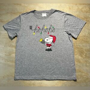 Peanuts Snoopy Ho Ho Ho Christmas T-Shirt Men’s Large Gray Holiday Tee
